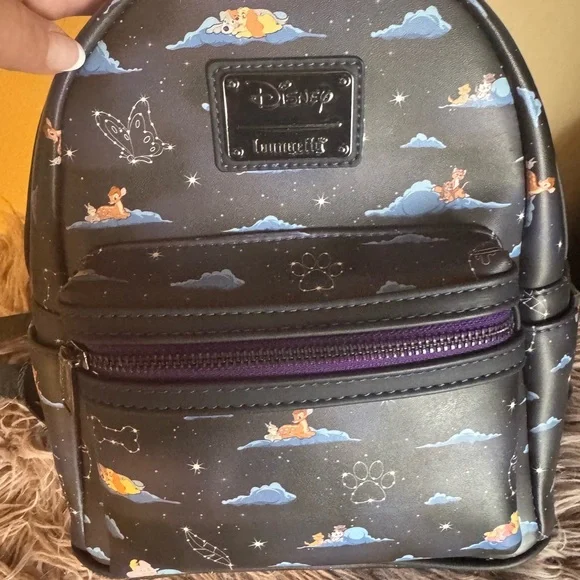 Loungefly Backpack - classic clouds Black with Blue and White Accents - Picture 2 of 4